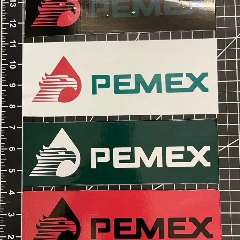 Pemex 4pcs 3x9 Adhesive Calcomania Stickers - Available in Multiple Colors: White, Green & Red - 4 Piece Set car diy decal