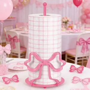 Pink Bow Paper Towel Holder Cute Kitchen Accessories for Bathroom Decor Coquette Room 3D Handmade Housewarming Gift