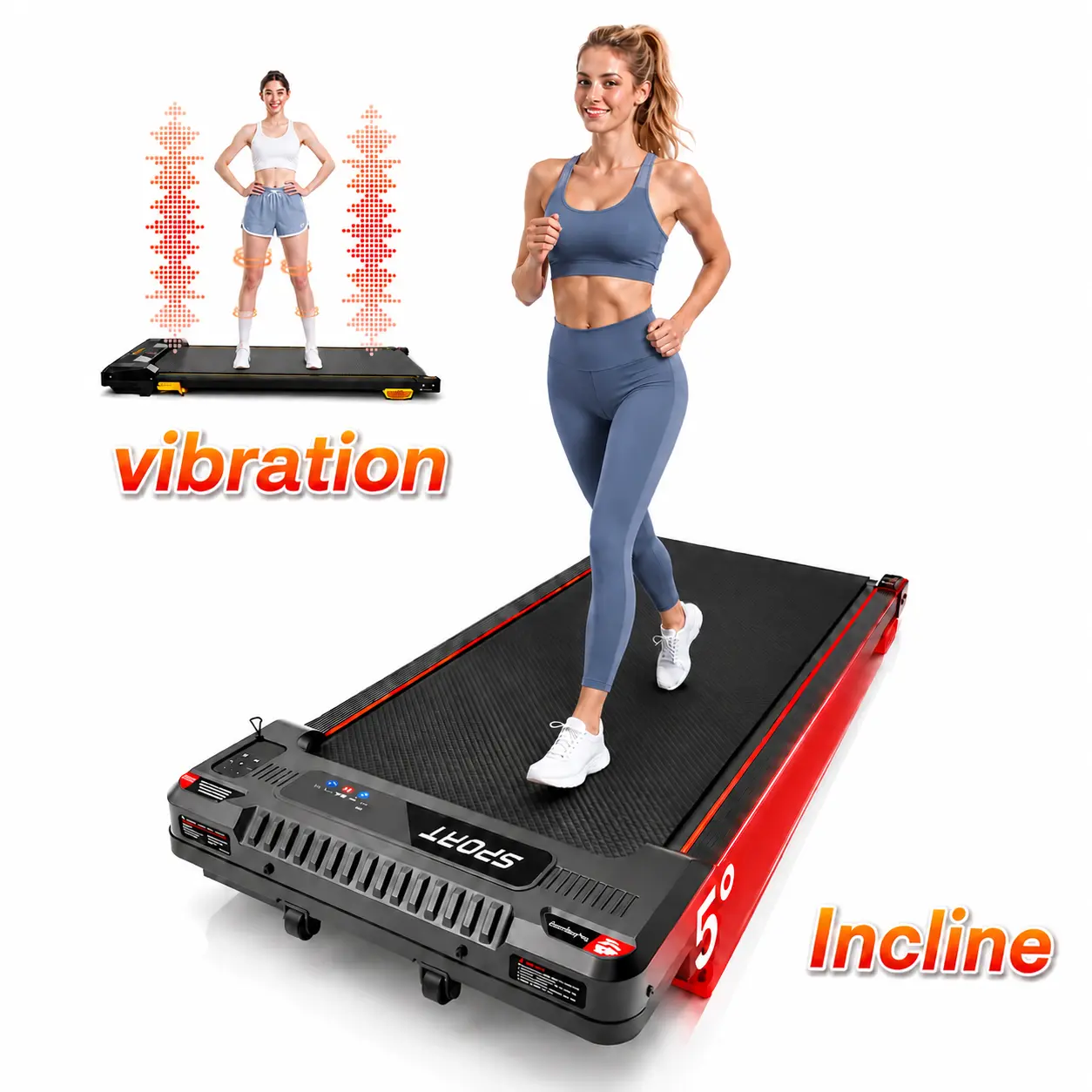 3-in-1 Remote Controlled Incline Treadmill - 2.5HP Sturdy Under Desk Walking Pad, Foldable Rail, Soothing Massage, 330lb Capacity, LED Display, All-in-1 Workout Station, Constant 5% Incline, Cardio at Home/Office Underdesk Fitness Equipment