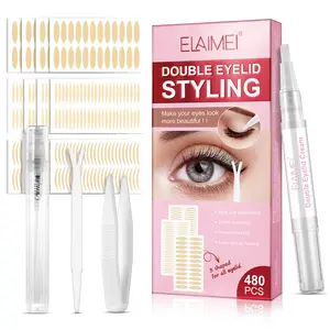 ELAIMEI Double Eyelid Tape Double Eyelid Lift Strips, Invisible Double Eyelid Tape, 3 Sizes 480 Pieces with Double Eyelid Tape