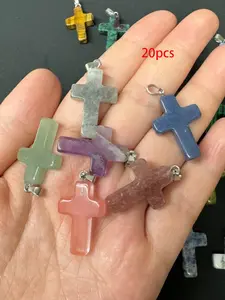 20pcs Natural Stone Pendants, Priest Style Natural Texture, Perfect Gift for All Ages, Ideal for Daily Wear and Festive Occasions