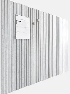 Large Cork Board for Office Black Felt Board Alternative - Slat Wall Paneling, Felt bulletin board tiles for office wall decor, Push pin board Wall organizer for office -12-Pack (Marble White)