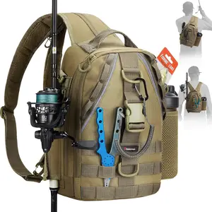 Fishing Backpack with Rod Holder, Lightweight Sling Bag Storge Gear and Equipment
