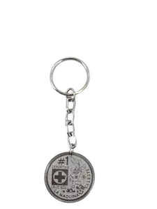 Authentic Mexican Coin Keychain  - Silver Tone Key Ring with Chain