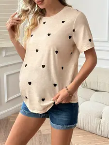 Maternity T-shirt, casual base shirt, short-sleeved top, comfortable summer maternity wear, spring and summer style, women's shirt