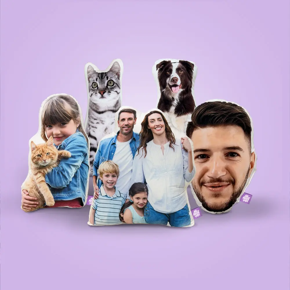 Custom Pillow | All About Vibe – Your Photo into a Custom-Shaped Huggable Gift | Personalized for Birthdays, Anniversaries & Pets | Soft Velvet, Made in USA