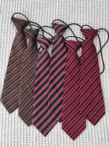 3pcs Striped Tie Set, Easy No-Hand-Tied Design, Faux-Fur Unisex Shirt Uniform Accessory, Short Casual Fashion Office Party Gift