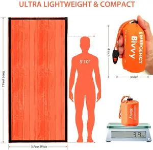 Emergency Thermal Sleeping Bag, Survival Bivvy Sacks Blanket with Whistles, Waterproof Lightweight Survival Shelter Blanket Bag Gear for Outdoor Hiking Camping Sport Adventure..