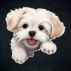 A set of 3 cute Maltese dog stickers, each measuring 7.8 inches. Adopting cartoon design, suitable for various surfaces such as wood, plastic, glass, and metal, it is an ideal choice for home decoration and laptop decoration