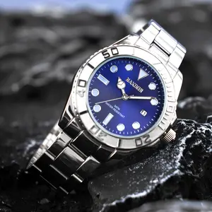 NAKINMI Men’s Classic Round Blue Dial Analog Quartz Waterproof Watch, Stylish Business Casual Daily Valentine’s Day Gift, Retro & Vintage Men’s Timepiece for Social Occasions