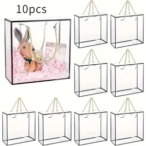 Elegant 10 pack transparent gift box with gold, white, and black accents - perfect for jewelry, small items, floral arrangements, Christmas gifts, jewelry making display and packaging supplies, bead and jewelry making