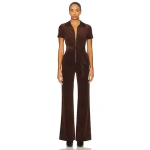 Alice + Olivia Gorgeous Wide Leg Jumpsuit in Dark Chocolate