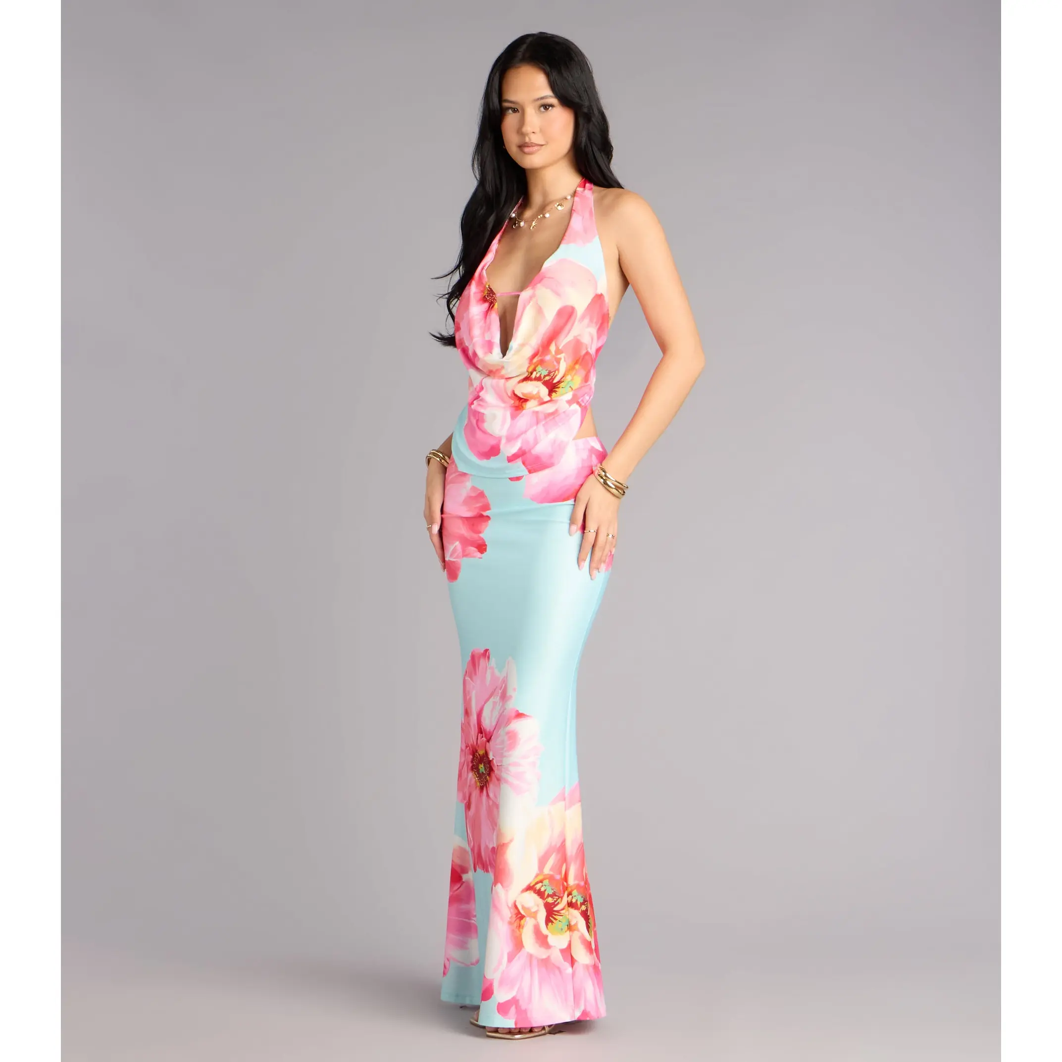 Bold Confidence Floral Print Cowl Neck Maxi Dress - TikTok Shop Bold Confidence Floral Print Cowl Neck Maxi Dress - TikTok Shop