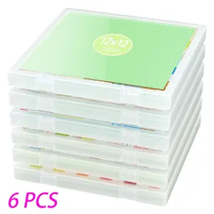 12 x 12 Paper Storage 4-6 Pack Hard Plastic Organizer for Board Game Craft Art Supplies Home Office Accessories Durable PP Material Snap-tight Latches Design