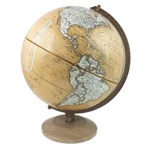 Replogle Hartford 12″ Desk Globe Antique Ocean White Land Designer Series with Detailed Map & Wooden Base Made in USA