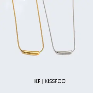 KISSFOO Stainless Steel Mini Eggplant Collarbone Necklace for Women Daily Accessories