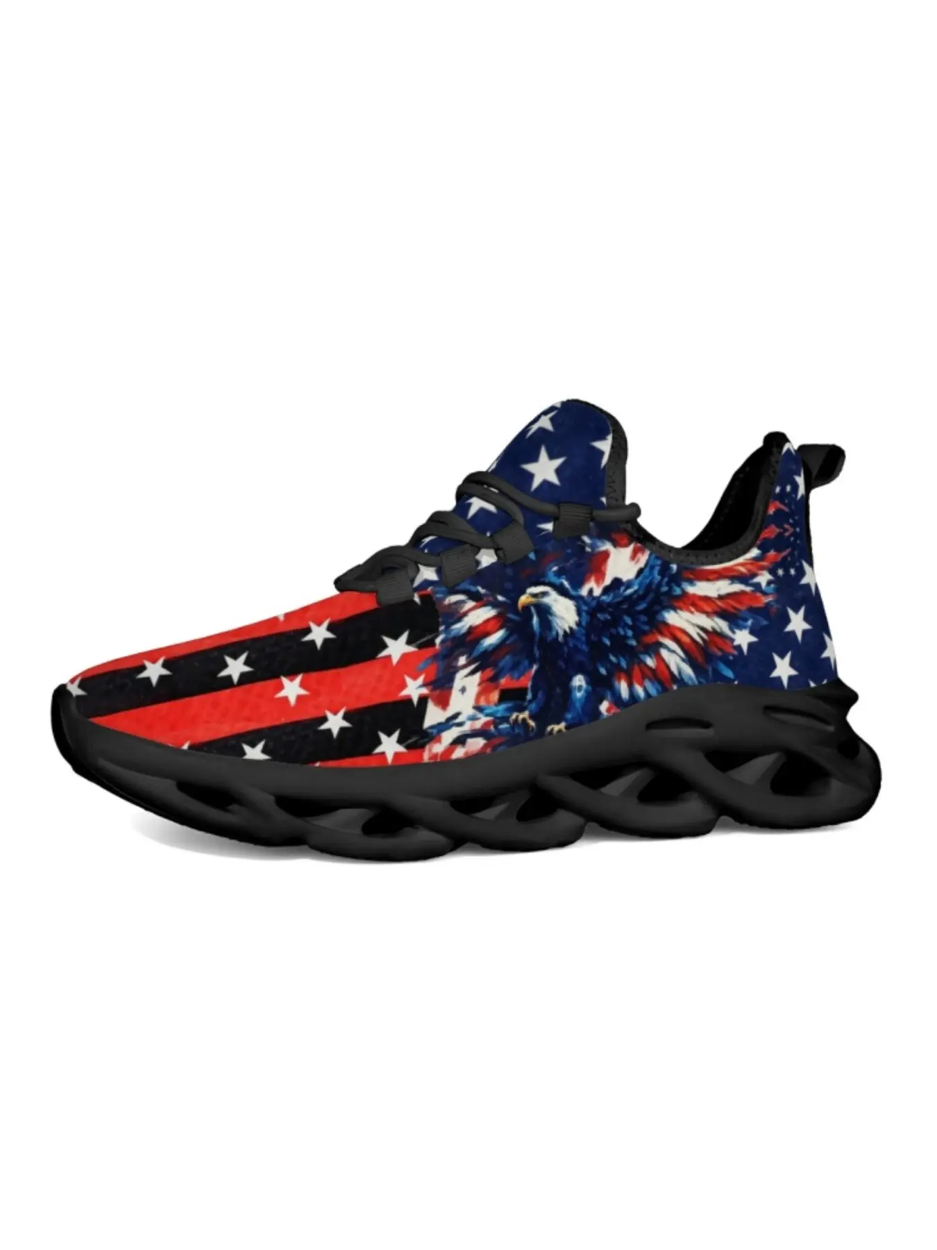 Neutral Patriotic Element Sports Casual Athletic Shoes, Star-Spangled Eagle Print, Graphic Print Sneakers, Soft Sole, Breathable, Durable, Anti-Slip, Multi-Scene Walking Shoes, Casual Use Sneaker, Sneaker, Footwear