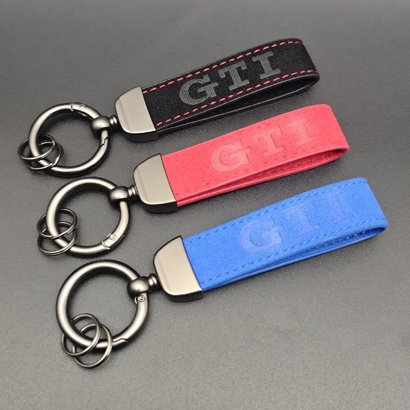 Suede Leather Car Keychain GTI Car Styling Keyring Key Ring Chain For Volkswagen VW Golf 4 5 6 7 MK4 MK5 MK6 MK7 MK8 Accessories