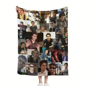 A Dylan O'Brien printed flannel blanket, machine washable, soft and durable, perfect for bed, sofa, camping or travel, a great gift for fans