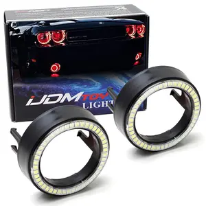 iJDMTOY One Pair Black Shroud w/Brilliant Red 40-SMD LED Halo Ring Angel Eyes for Fog Lamp Customization or Light Retrofit DIY Use Car Accessories Automotive