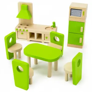 212 MAIN Small Animal Kitchen Play Set, Natural Wood Construction, Ages 4+ Suitable, Safe Water-Based Finish, Pet Toy for Interactive Eat-In Play