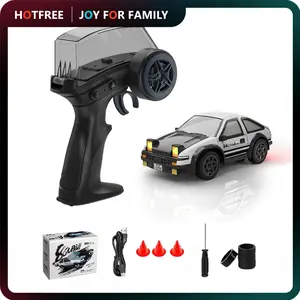 Hotfree 1/64 Mini RC Drift Car, 4WD High-Speed Remote Control AE86 with LED Light Modes & DIY Stickers, RC Drift Truck, Fun Desktop Entertainment Toy, Birthday Christmas Gift for Kids Boys