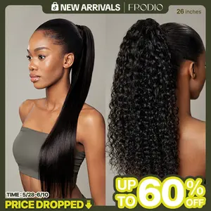 Frodio 100% Human Hair High-Density 10-Sec Ponytail Hairstyle Drawstring Ponytail Hair Extensions Ponytail Black Girls Valentine's Day #summervibes