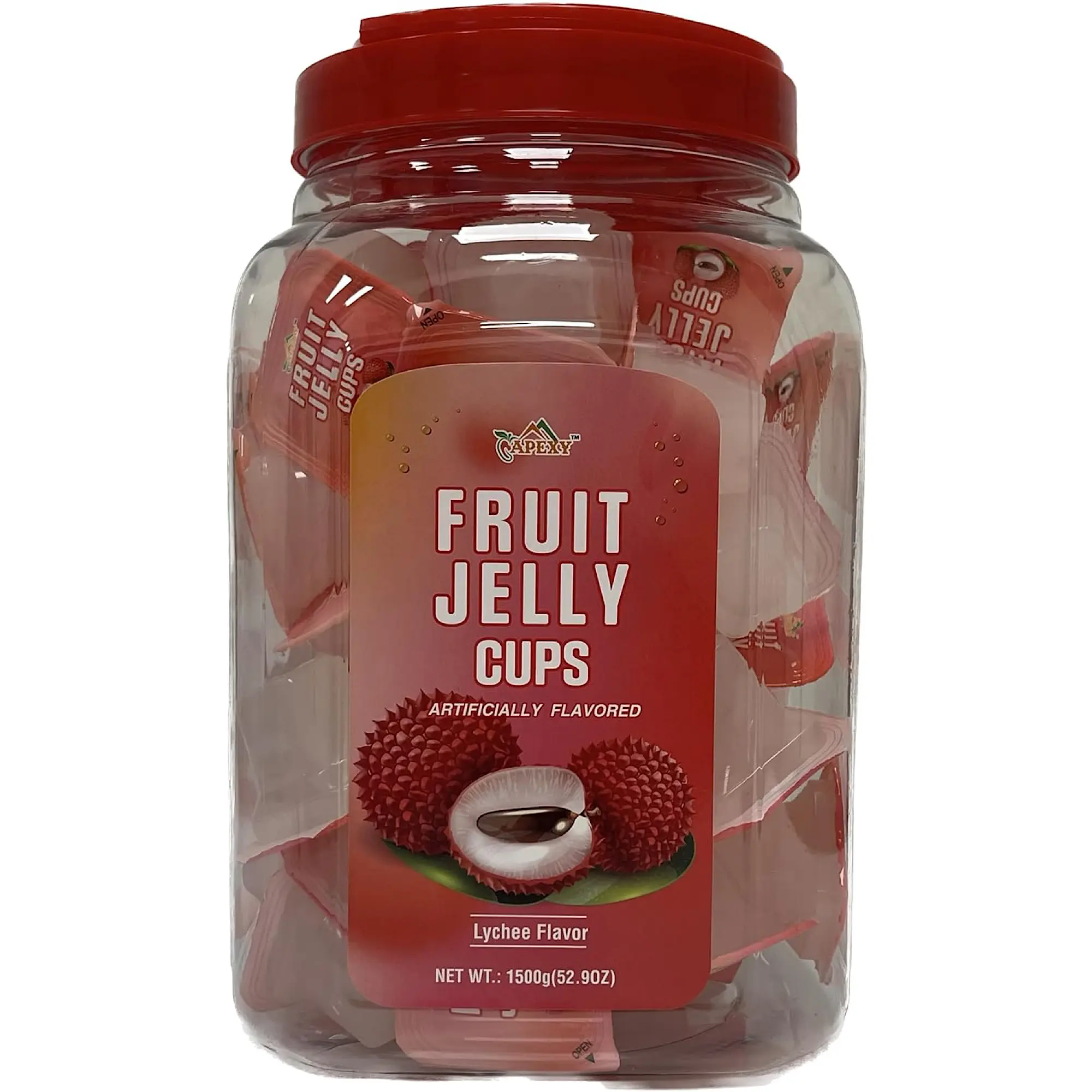 Apexy Fruit jelly cups Fruit Jelly Candy Fruit Juice Jelly Cups Lychee Flavor 52.9oz Snack Sweet Chewy Soft