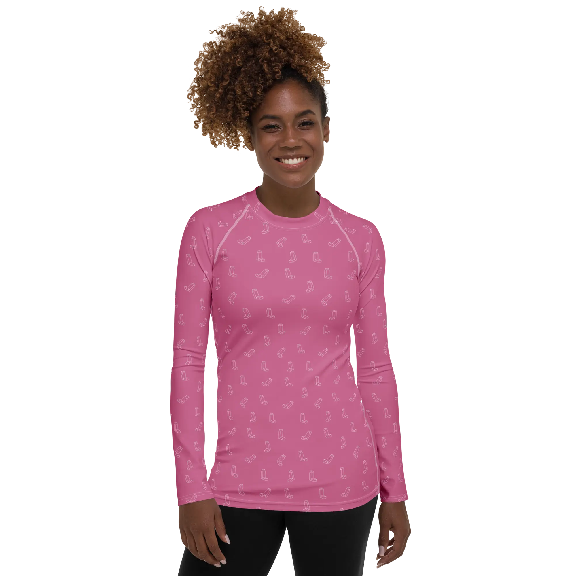 Inhaler Underscrub in Pink for Respiratory Therapists, Healthcare Workers Uniforms, Fitted Long Sleeve Soft, Respiratory Therapy