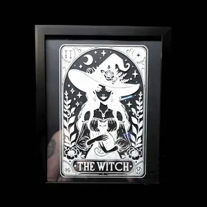 Witch Tarot Card Glass Decor - Etched Glass Art