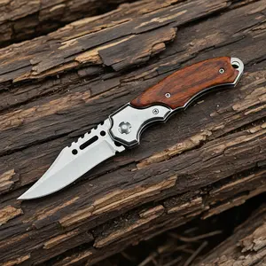 Upgraded Folding Pocket Knife 8.2" – 5CR13MOV Stainless Steel Blade, Wooden Handle, Pocket Clip, EDC Knife for Camping, Hiking, Survival, Gift for Men & Women
