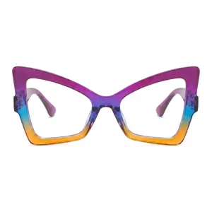 Fashion Cat Eye Blue Light Blocking Glasses for Women,2026 New Gradient Rainbow Eyeglass Frames, Anti-Eye Strain Computer Eyewear