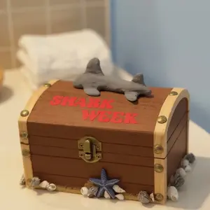 Shark Week Treasure Chest Holder | Beach Bathroom Decor