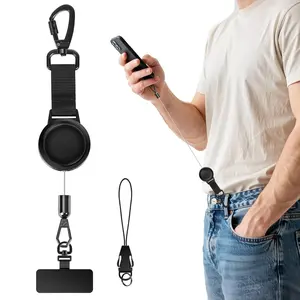 Anti-Theft Phone Leash, Extensible Retractable Steel Wire Phone Strap, Locking Carabiner & Metal 360° Rotating Hook, Outdoor Ski Hike Rock Climbing Fishing