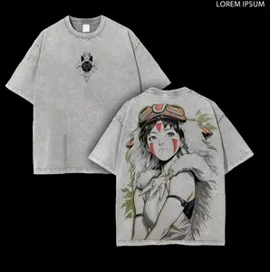 San - Princess Mononoke Anime Double Printed Vintage Washed Tee Unisex Oversize Anime Manga Washed Heavyweight Cotton T-shirt, Gift For Anime Fan, Anime Lover