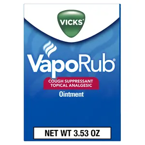 Vicks VapoRub Original Cough Suppressant Topical Analgesic Ointment 3.53 oz, Best used for relief from cold symptoms, aches, and pains