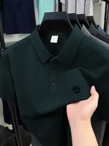 Round Tree Golf Course Men's Polo Professional Quick Drying Elite Social Robe Men's Ice Feel Quick Drying Polo Shirt Polyester Spandex Blended Summer Moisture wicking
