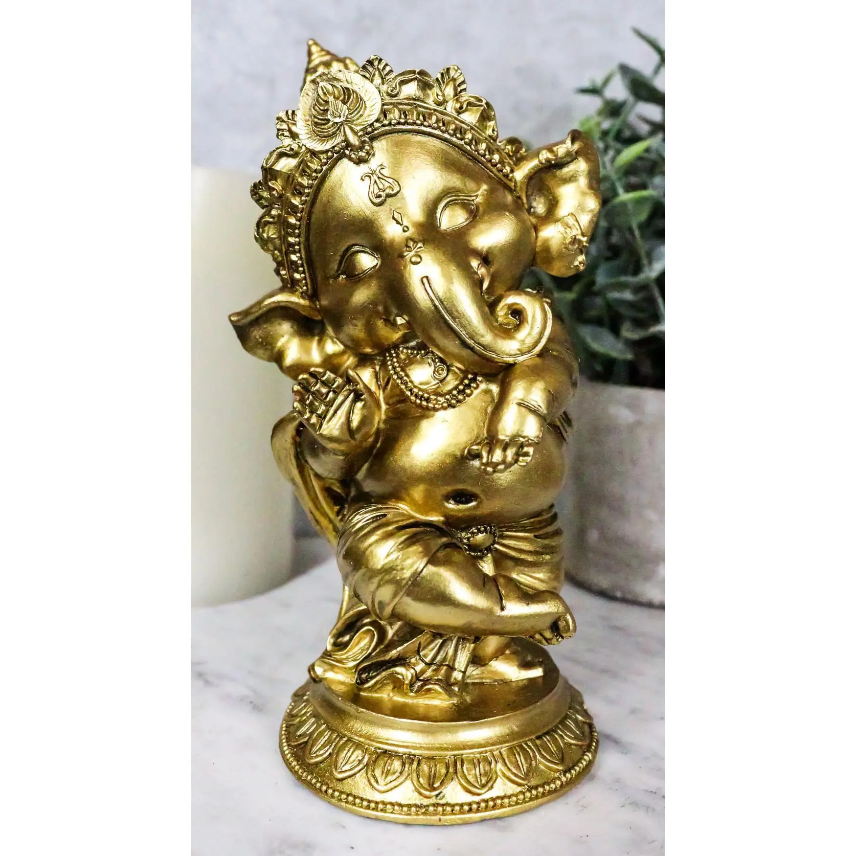Ebros Hindu Elephant God Ritual Dancing Ganesha Golden Statue 6" H Deity of Arts Wisdom and Knowledge Decor Figurine (Dancing Ganesh)