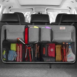 Hanging Trunk Organizer for SUV, [UPGRADED 7 Times] Car Organizers and Storage, Car Accessories Interior, Space Saving Expert-Grey