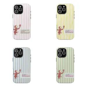 Striped Curious George Phone Case – Cute Cartoon Aesthetic iPhone Cover for Fans, Durable & Trendy Design | Cover for IPhone 16 15 14 13 12 SE Max Pro Samsung galaxy