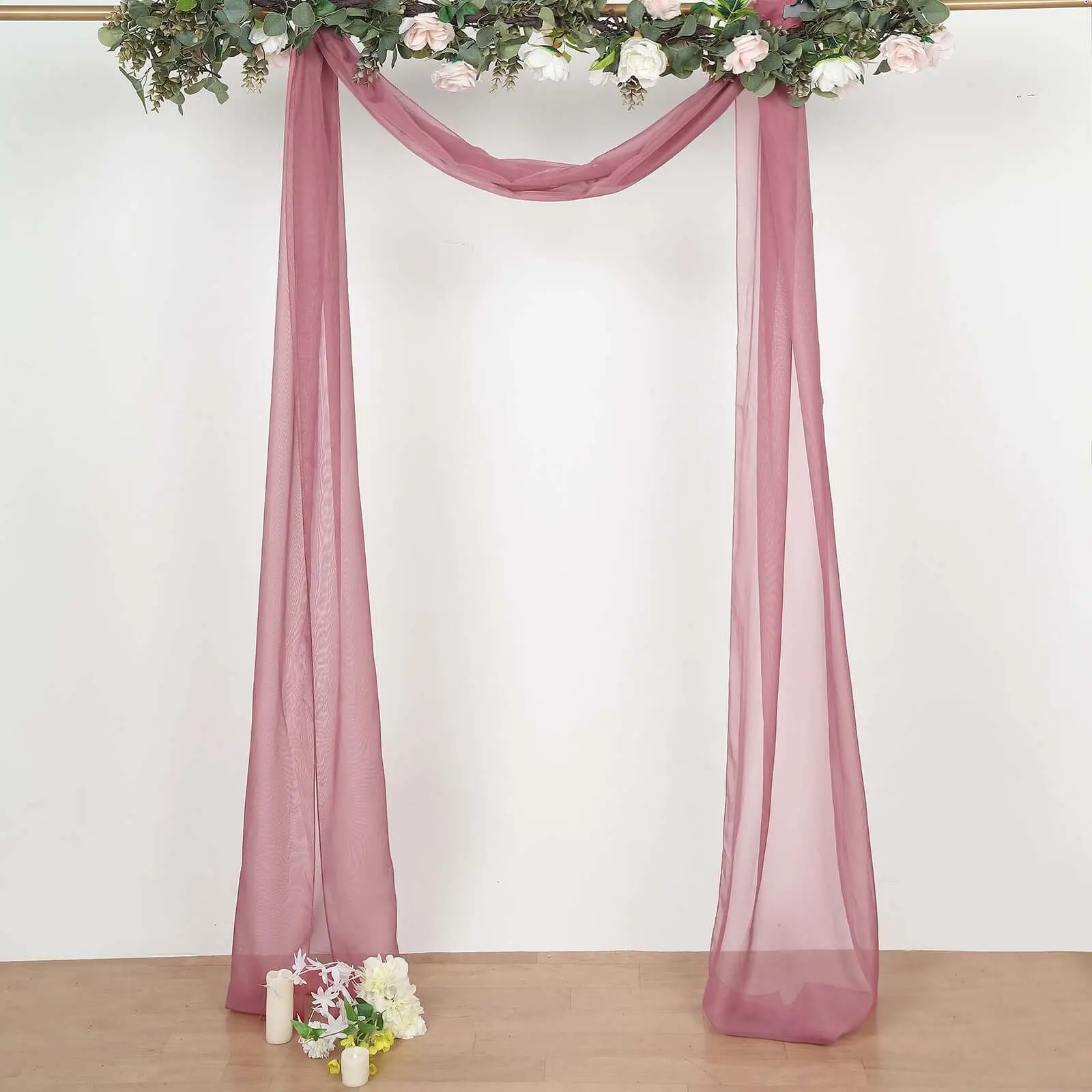 Mauve Cinnamon Rose Sheer Organza Wedding Arch Draping Fabric, 18ft Curtain Backdrop for Arches, Birthday Party, Banquet, Event, Window Scarf Valance, Hand Wash Only, Hang Dry