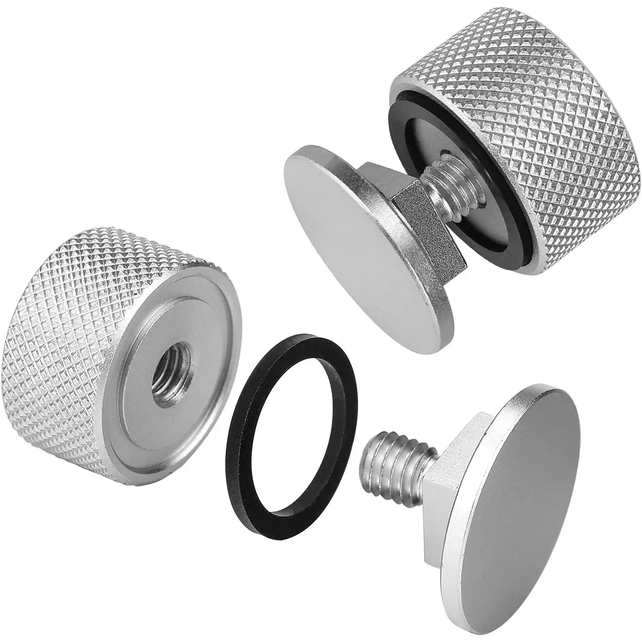 Welding Hood (Pipeliner) Helmet Fasteners Silver Headgear Replacement Parts Accessories Screws Flip Hood Aluminum - Anodized w/Silicone Washer Non-Slip 1 Pair