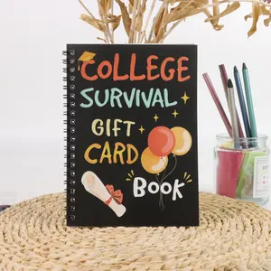 1 PC College Survival Gift Card Book, Spiral Bound Card Holder for Graduation Gifts, Diploma & Balloon Design, Perfect for Graduates