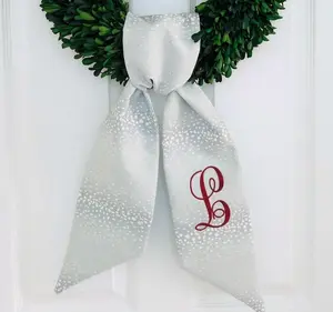 Fall blue monogrammed antelope wreath sash for front door, personalized embroidered autumn wreath sash, custom wedding bridal shower gift