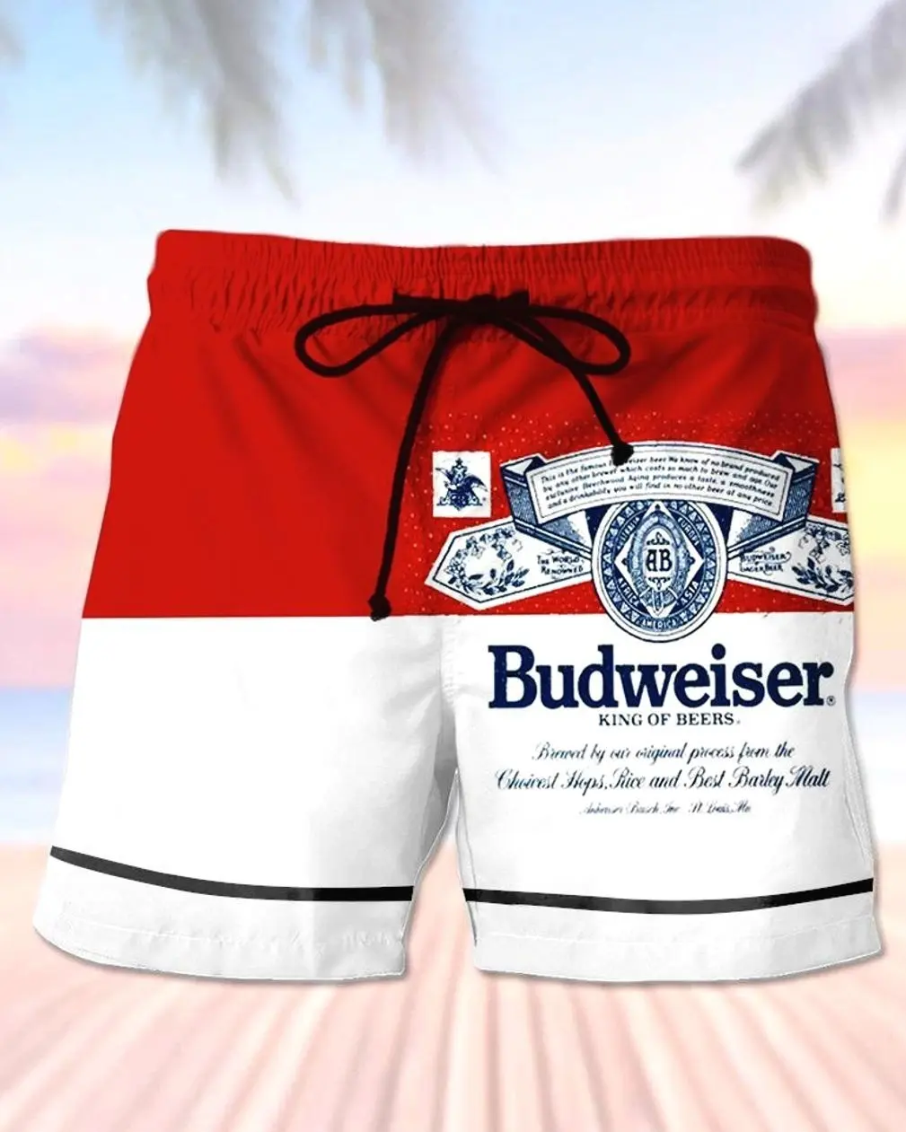 Budweiser Men's Casual Drinking Print Beach Shorts C5O