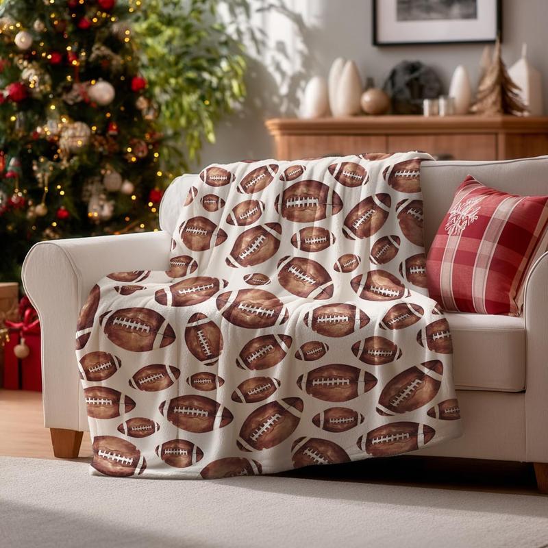 Horaldaily Football Flannel Blanket Throw, Football Soft Fuzzy Plush Cozy Fleece Blankets for Couch Sofa Bed Lounging, Ideal Gifts for Kids Adults Self, 50x60