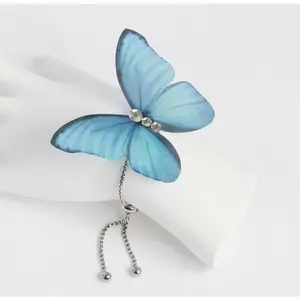 Sky Blue Silk Butterfly Adjustable Bracelet