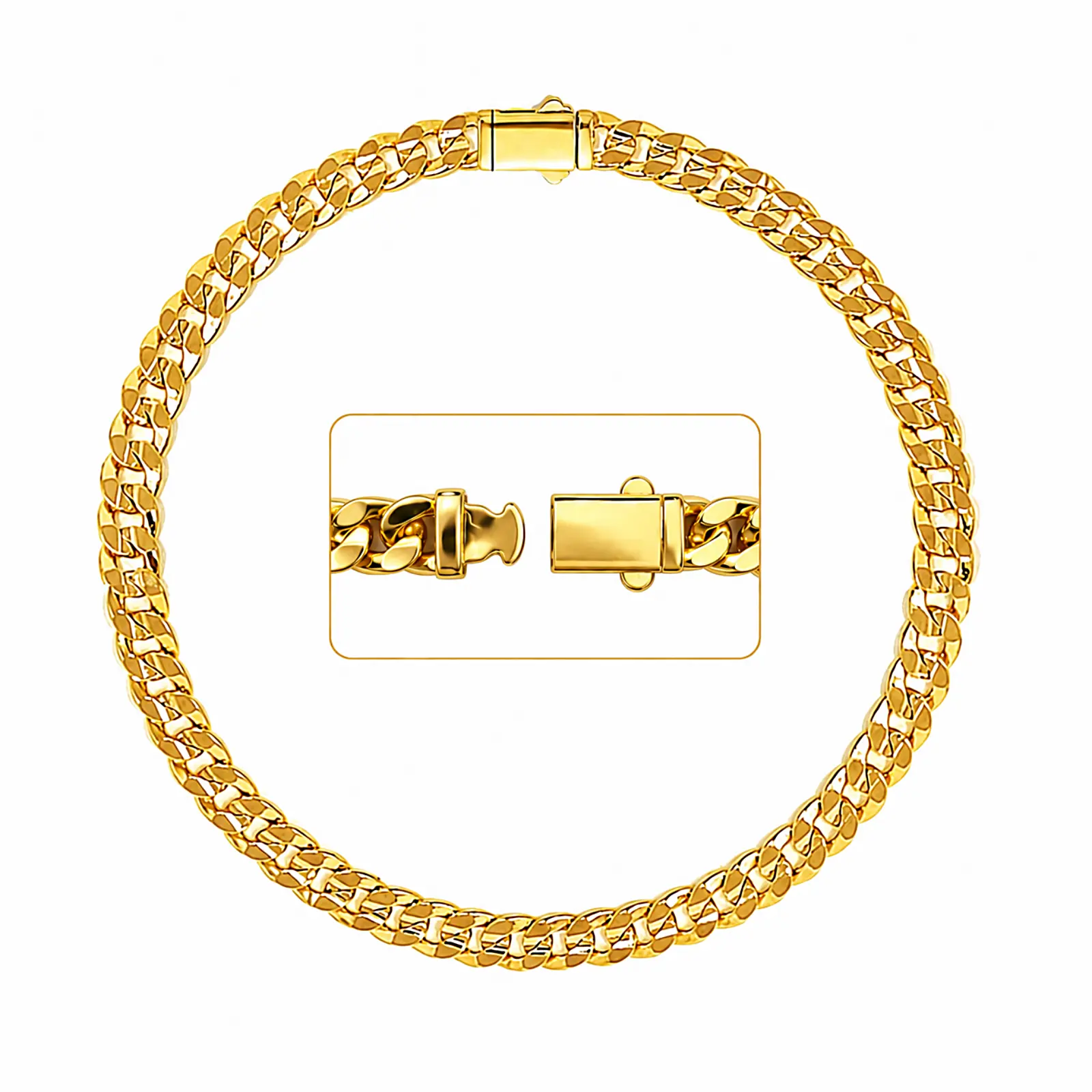 BA UNIQUE FASHION Concave Cuban Chain Anklet | Monaco Lock Clasp | No Extension Chain | 5.5mm | 9–12" Length | Made in Korea