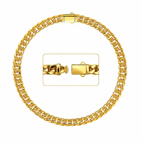 BA UNIQUE FASHION Concave Cuban Chain Anklet | Monaco Lock Clasp | No Extension Chain | 5.5mm | 9–12" Length | Made in Korea