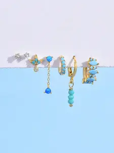 7pcs/Set Elegant Faux Turquoise Earrings Set | Minimalist Style Jewelry, Suitable for Women Going Out, Party, Daily Commute